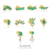 S925 Sterling Silver Geometric Green Zirconium Asymmetrical Women's Earrings