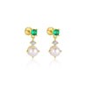 S925 Sterling Silver Geometric Green Zirconium Asymmetrical Women's Earrings