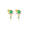 S925 Sterling Silver Geometric Green Zirconium Asymmetrical Women's Earrings