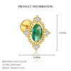 S925 Sterling Silver Geometric Green Zirconium Asymmetrical Women's Earrings