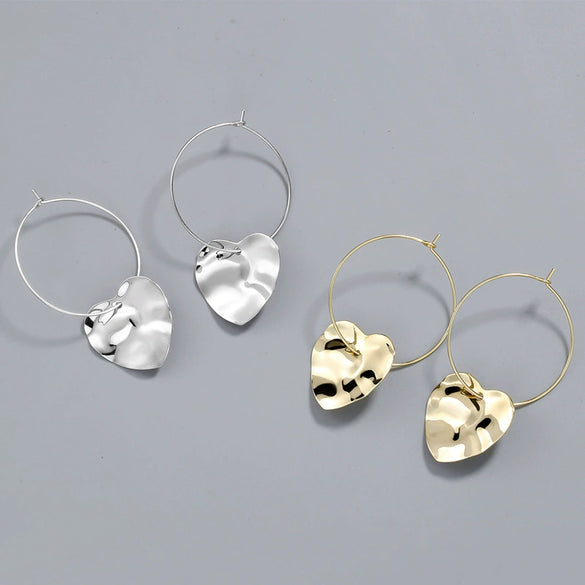 S925 Sterling Silver Geometric Heart Earrings For Women Sweet Elegant Electroplated Stud Earrings