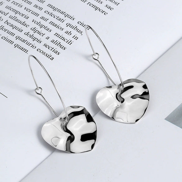 S925 Sterling Silver Geometric Heart Earrings For Women Sweet Elegant Electroplated Stud Earrings