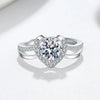 S925 Sterling Silver Geometric Heart Open Ring For Women With Diamond Inlay Electroplated Fashion Jewelry