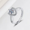 S925 Sterling Silver Geometric Heart Open Ring For Women With Diamond Inlay Electroplated Fashion Jewelry