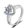 S925 Sterling Silver Geometric Heart Open Ring For Women With Diamond Inlay Electroplated Fashion Jewelry