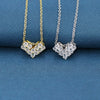 S925 Sterling Silver Geometric Heart Pendant Necklace With Cross Chain Electroplated Double Wear Light Luxury Style For Women