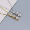 S925 Sterling Silver Geometric Heart Pendant Necklace With Cross Chain Electroplated Double Wear Light Luxury Style For Women