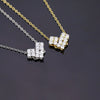 S925 Sterling Silver Geometric Heart Pendant Necklace With Cross Chain Electroplated Double Wear Light Luxury Style For Women