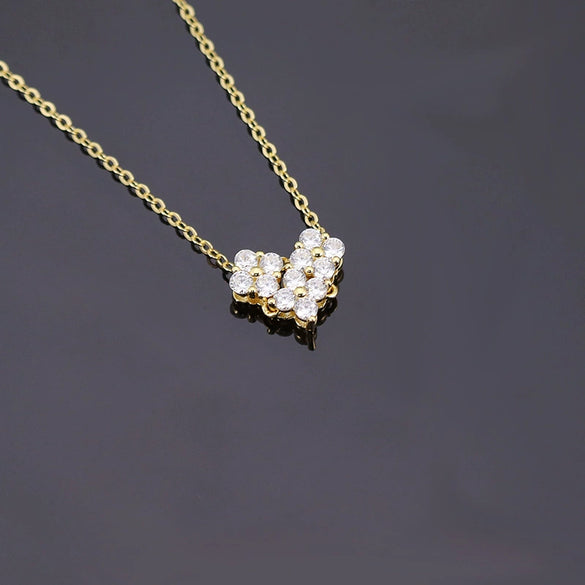 S925 Sterling Silver Geometric Heart Pendant Necklace With Cross Chain Electroplated Double Wear Light Luxury Style For Women