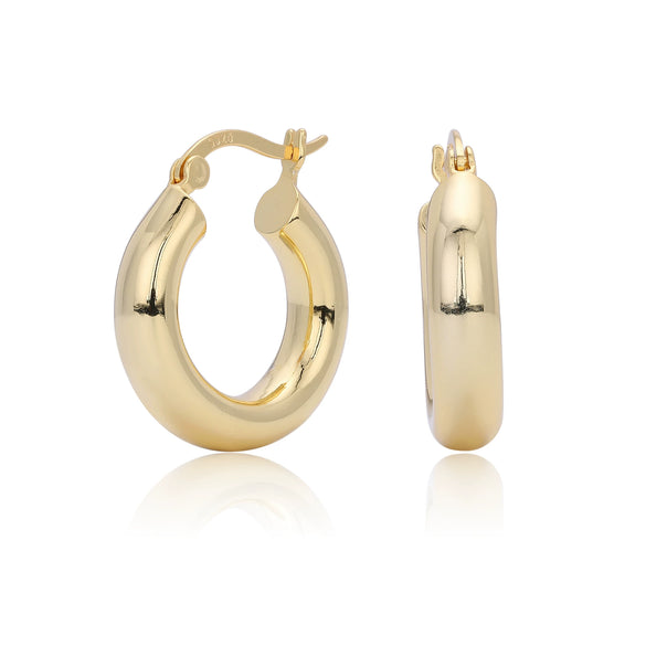S925 Sterling Silver Geometric Hoop Earrings For Women Electroplated Punk Style
