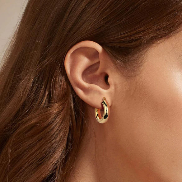 S925 Sterling Silver Geometric Hoop Earrings For Women Electroplated Punk Style
