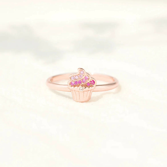S925 Sterling Silver Geometric Ice Cream Cone Ring For Women Electroplated