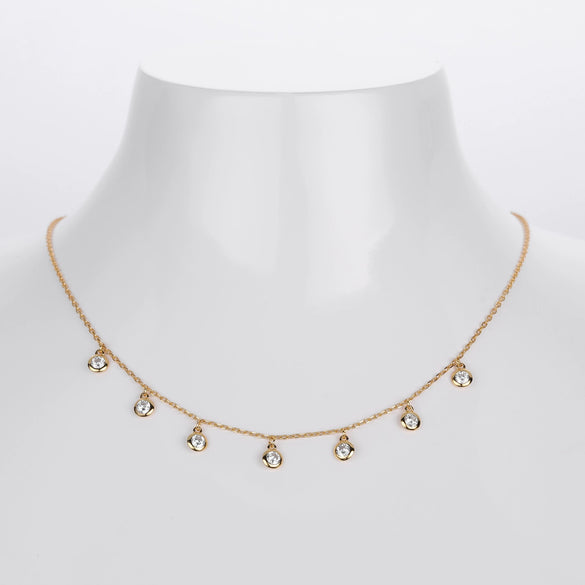 S925 Sterling Silver Geometric Inlaid Zircon Ochain Women's Clavicle Necklace