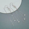 S925 Sterling Silver Geometric Interlocking Tassel Earrings Elegant Fairy Style Long Ear Line