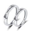S925 Sterling Silver Geometric Letter Ring Electroplated Adjustable Open Band Couple Jewelry