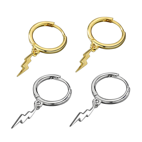 S925 Sterling Silver Geometric Lightning Earrings Electroplated Light Luxury Fashion Ear Jewelry