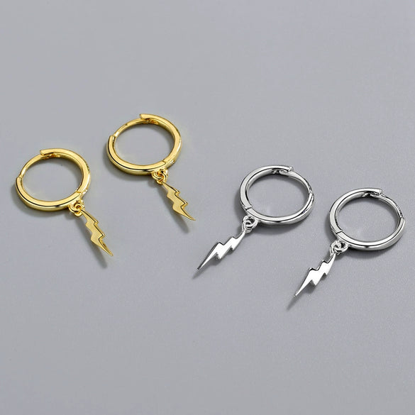 S925 Sterling Silver Geometric Lightning Earrings Electroplated Light Luxury Fashion Ear Jewelry