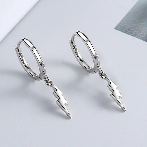 S925 Sterling Silver Geometric Lightning Earrings Electroplated Light Luxury Fashion Ear Jewelry