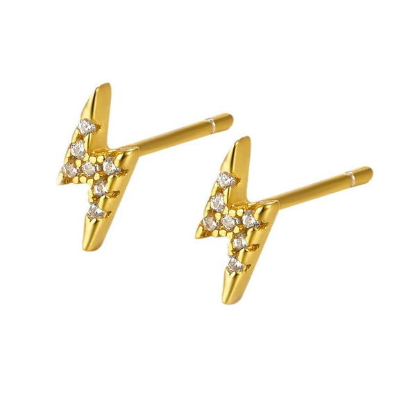 S925 Sterling Silver Geometric Lightning Micropaved Women's Earrings