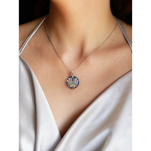 S925 Sterling Silver Geometric Lotus Flower Crystal Necklace For Women With Ochain And Electroplating