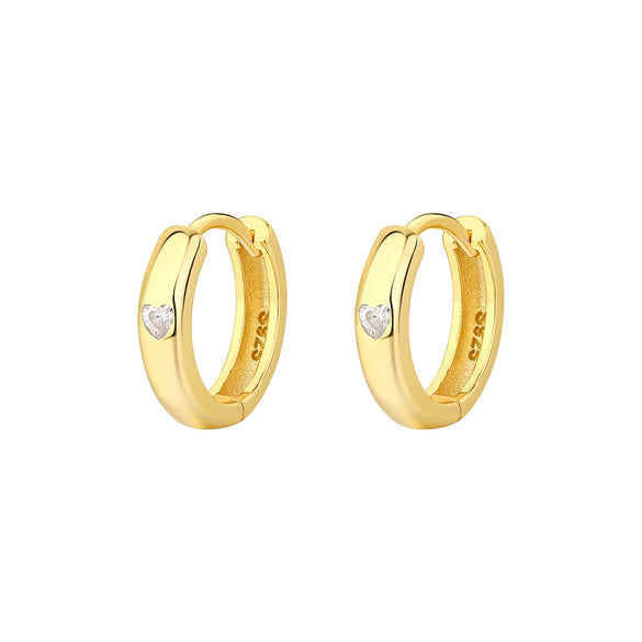 S925 Sterling Silver Geometric Love Zircon Heart Shaped Women's Earrings