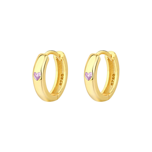 S925 Sterling Silver Geometric Love Zircon Heart Shaped Women's Earrings