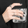 S925 Sterling Silver Geometric Mantra Ring Retro Electroplated Adjustable Open Ring For Women And Men
