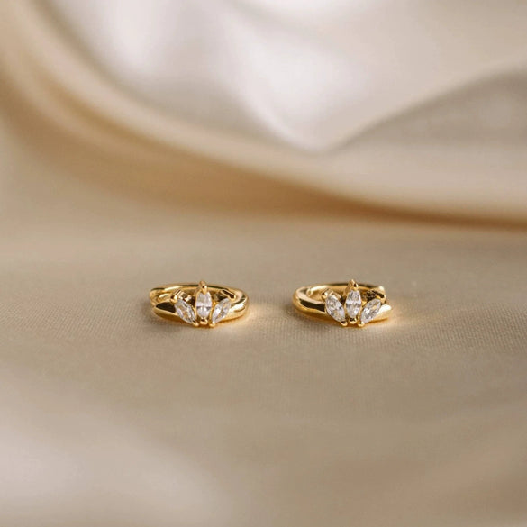 S925 Sterling Silver Geometric Marquise Zircon Flower Clover Earrings For Women Electroplated