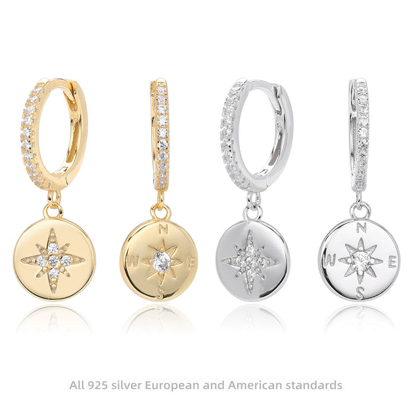 S925 Sterling Silver Geometric Microinlaid Zircon Earrings Light Luxury Jewelry For Women