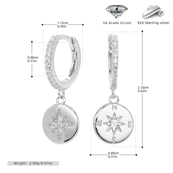 S925 Sterling Silver Geometric Microinlaid Zircon Earrings Light Luxury Jewelry For Women