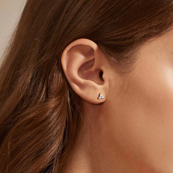 S925 Sterling Silver Geometric Micropaved Zircon Stud Earrings Electroplated Jewelry For Women