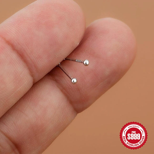 S999 Sterling Silver Geometric Minimalist Unisex Earrings With Electroplating Treatment