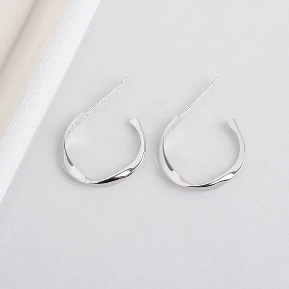 S925 Sterling Silver Geometric Mobius Ring Ear Hook Earrings For Women With Electroplating