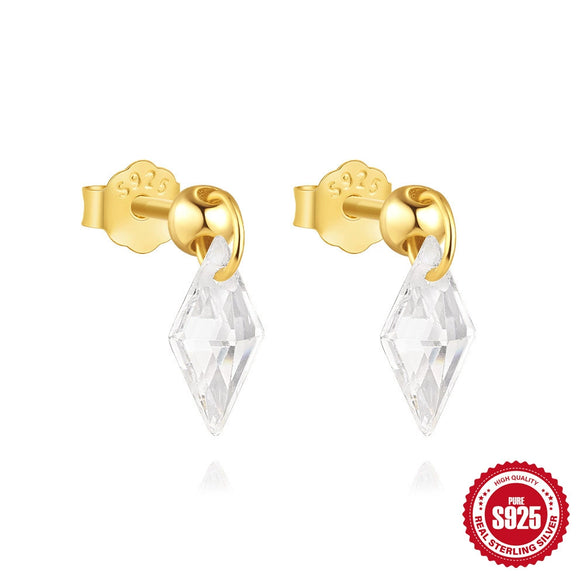 S925 Sterling Silver Geometric Octagonal Star Pendant Ear Bone Earrings For Women