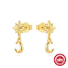 S925 Sterling Silver Geometric Octagonal Star Pendant Ear Bone Earrings For Women