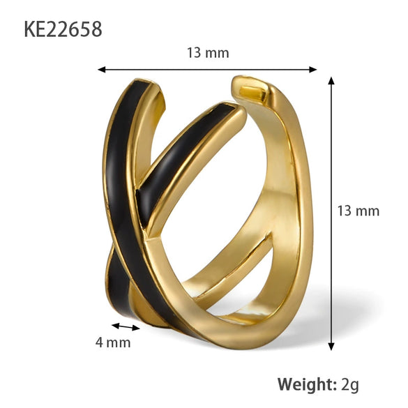 S925 Sterling Silver Geometric Oil Dripping Enamel Nonpierced Ear Clips For Women Electroplated