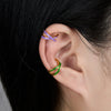 S925 Sterling Silver Geometric Oil Dripping Enamel Nonpierced Ear Clips For Women Electroplated