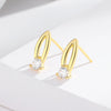 S925 Sterling Silver Geometric Oval Earrings For Women Electroplated