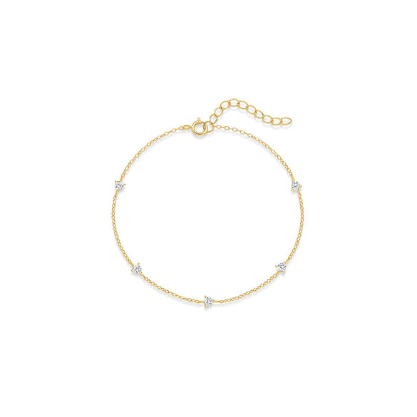 S925 Sterling Silver Geometric Patterned Stacked Bracelet With Electroplating For Women