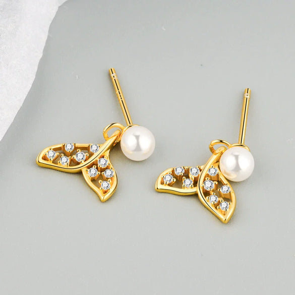S925 Sterling Silver Geometric Pearl Bead Earrings For Women Electroplated Fashion Jewelry Wholesale
