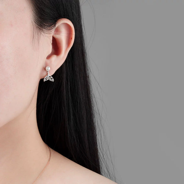 S925 Sterling Silver Geometric Pearl Bead Earrings For Women Electroplated Fashion Jewelry Wholesale