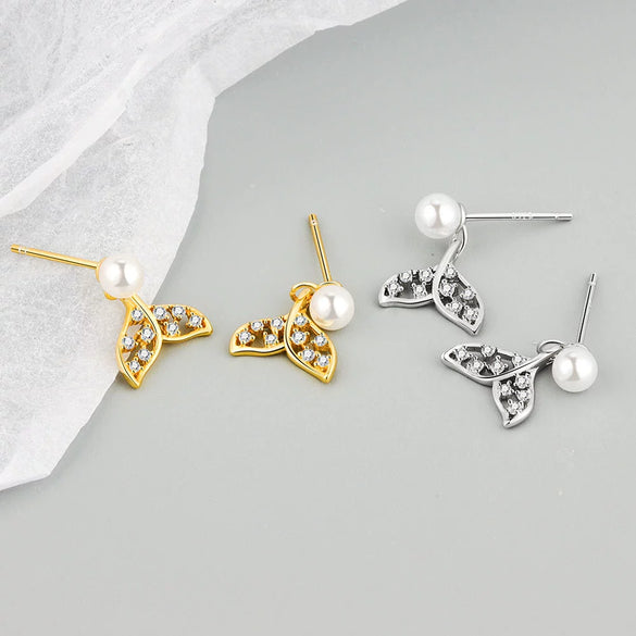 S925 Sterling Silver Geometric Pearl Bead Earrings For Women Electroplated Fashion Jewelry Wholesale