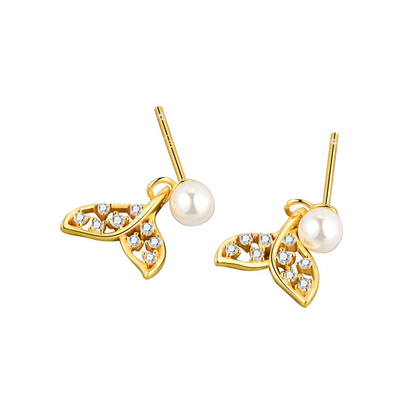 S925 Sterling Silver Geometric Pearl Bead Earrings For Women Electroplated Fashion Jewelry Wholesale