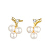 S925 Sterling Silver Geometric Pearl Bead Stud Earrings For Women Electroplated Minimalist Jewelry