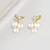 S925 Sterling Silver Geometric Pearl Bead Stud Earrings For Women Electroplated Minimalist Jewelry