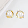S925 Sterling Silver Geometric Pearl Earrings Electroplated Korean Style Elegant Versatile Dangle Earrings For Women
