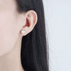 S925 Sterling Silver Geometric Pearl Stud Earrings For Women Electroplated Minimalist Love Style Jewelry