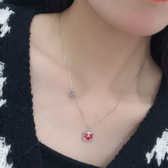 S925 Sterling Silver Geometric Pendant Necklace For Women With Enamel Inlay Electroplated Cross Chain Collarbone Jewelry