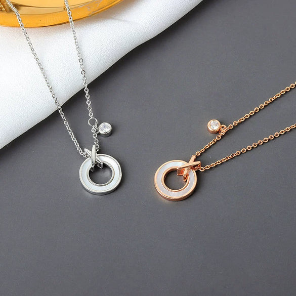 S925 Sterling Silver Geometric Pendant Necklace With Cross Chain Electroplated Clavicle Chain For Women Silver Inlaid Mixed Gem Jewelry Gift