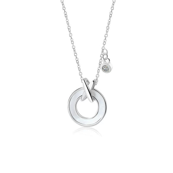 S925 Sterling Silver Geometric Pendant Necklace With Cross Chain Electroplated Clavicle Chain For Women Silver Inlaid Mixed Gem Jewelry Gift